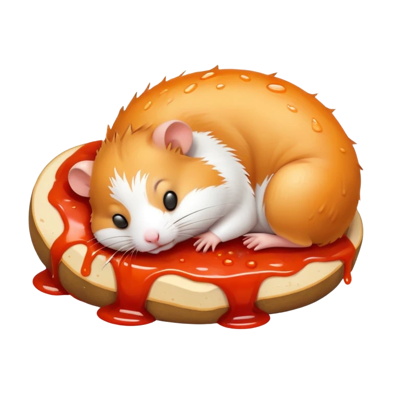 hamster sleeping in ketchup emoji
