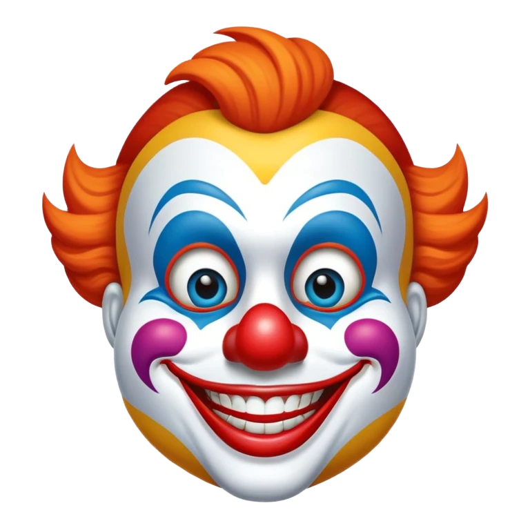 Una cara feliz con una máscara de payaso en mano emoji