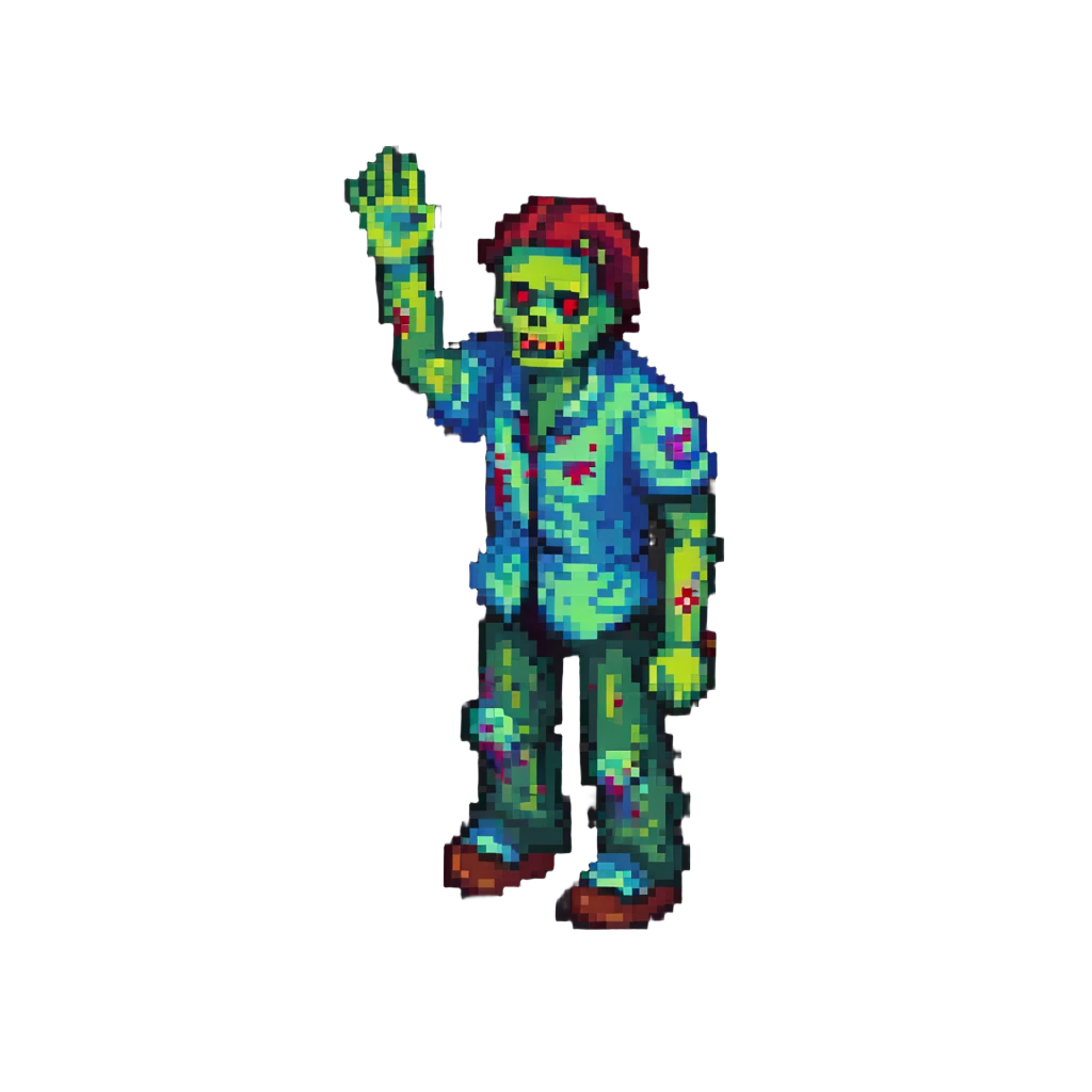 isometric zombie with one arm raised in the air emoji