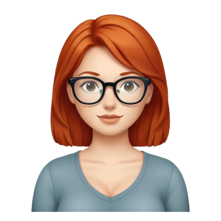 рыжая девушка с большими сиськами в очках emoji