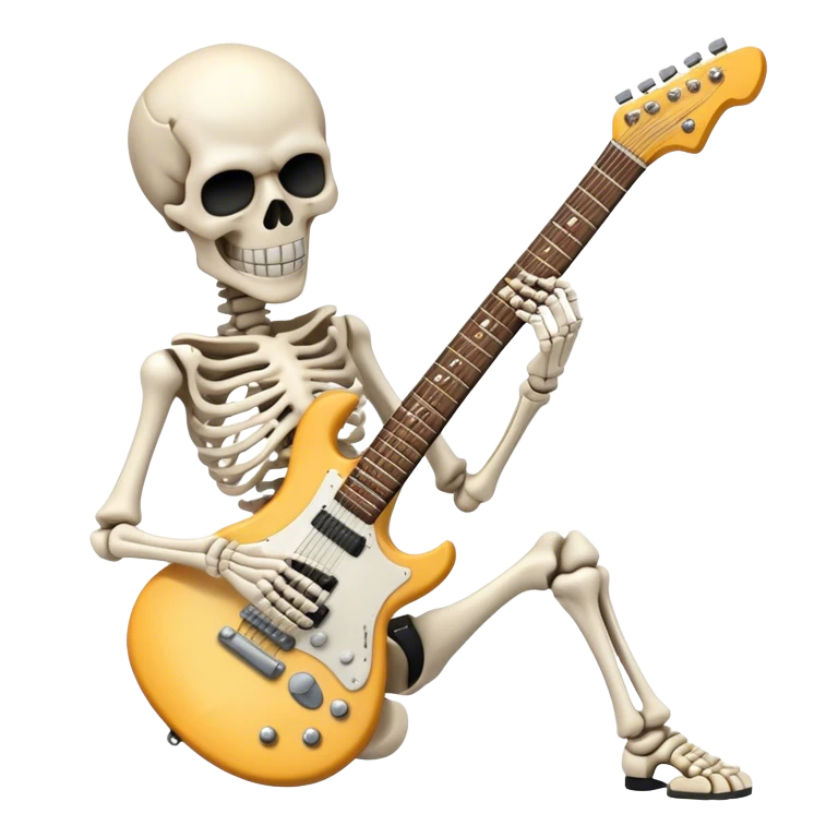 Skeleton playing loud electric guitar emoji