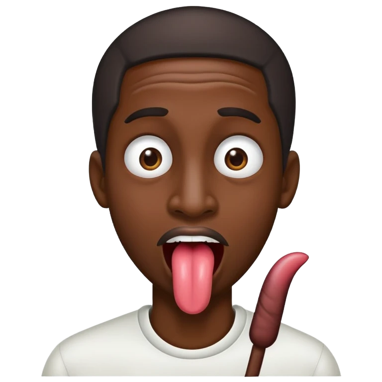 black guy with a long tongue out emoji