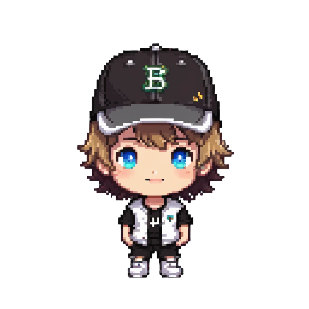 chibi boy with baseball cap and casual outfit emoji