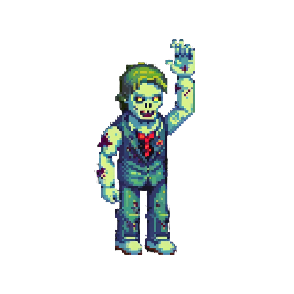 isometric zombie with one arm raised in the air emoji