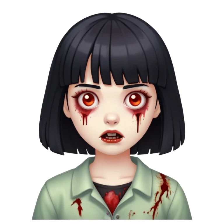 a black haired zombie girl with bangs emoji