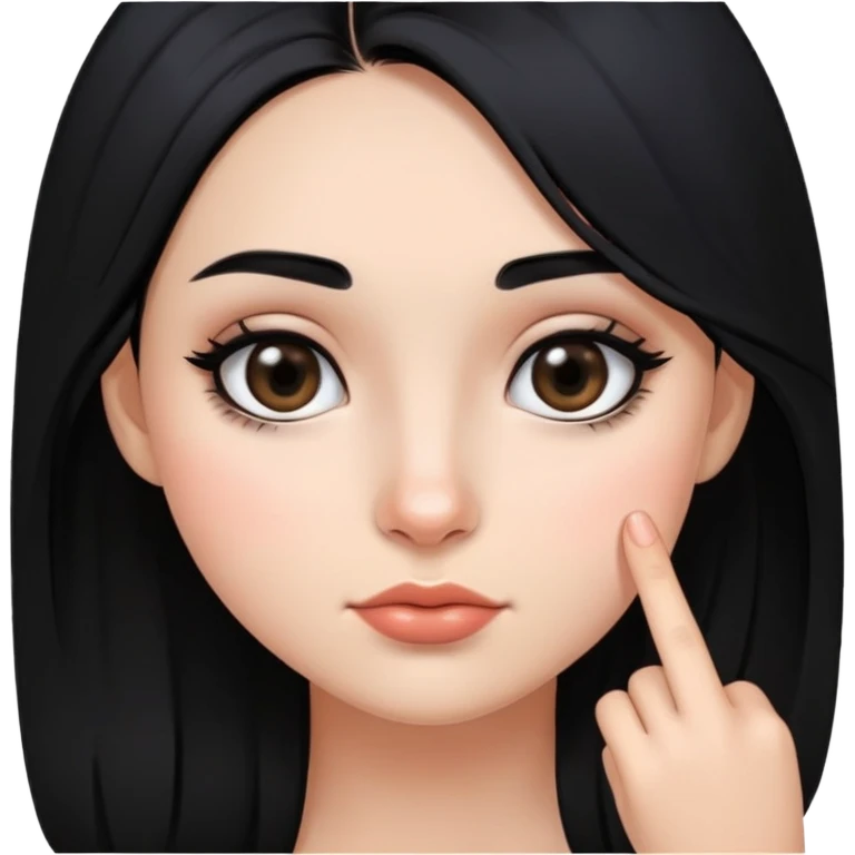 Девушка с черными волосами и черными глазами с родинкой на щеке  emoji