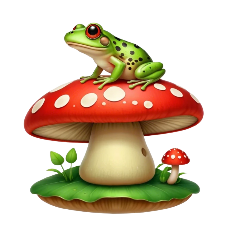Frog on a mushroom emoji