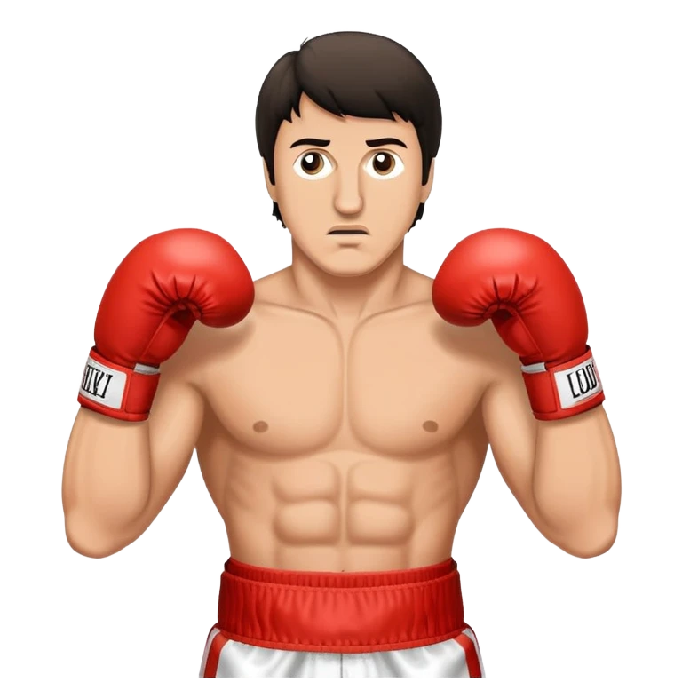 Boxing fighter Rocky Balboa with boxing gloves in fighting stance emoji