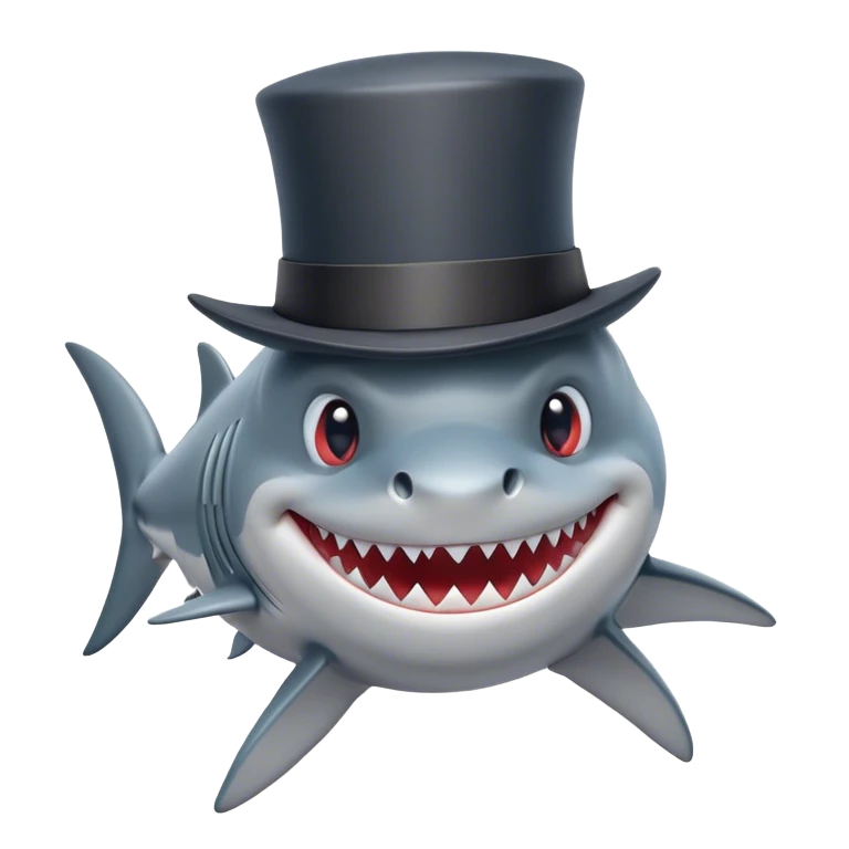 Shark with a top hat emoji