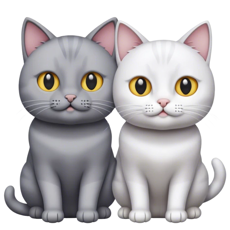 Two cats. One grey one white emoji