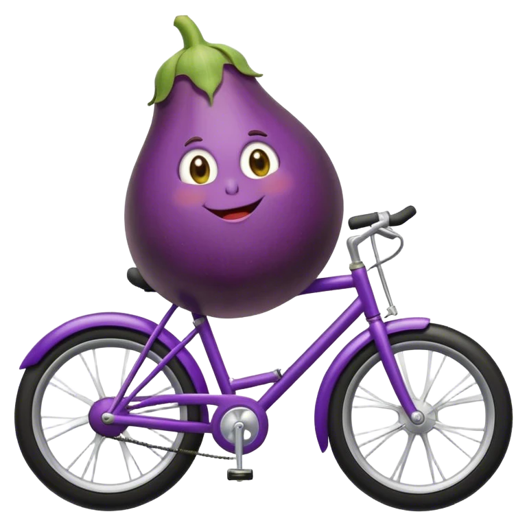 Pregnant eggplant on a bike emoji