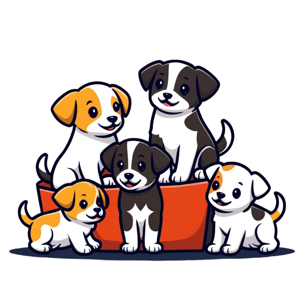 group of puppies playing emoji