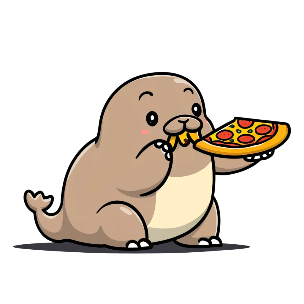 walrus eating pizza  emoji