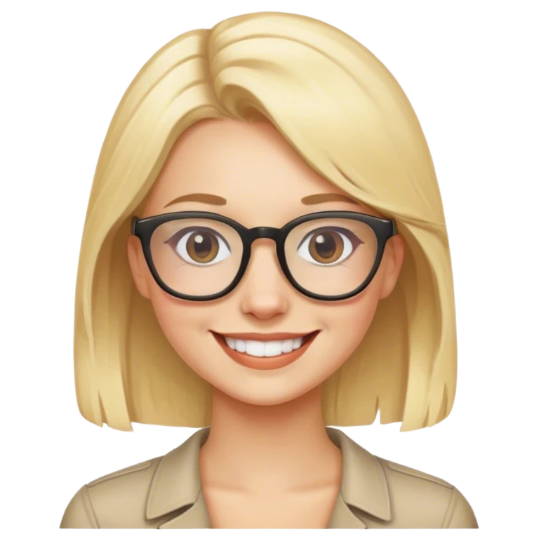 smiling blonde female with glasses emoji