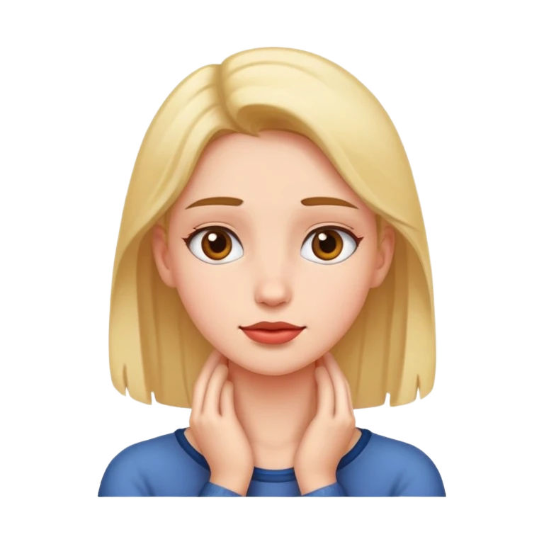 a girl and she has both her hands on her neck  emoji