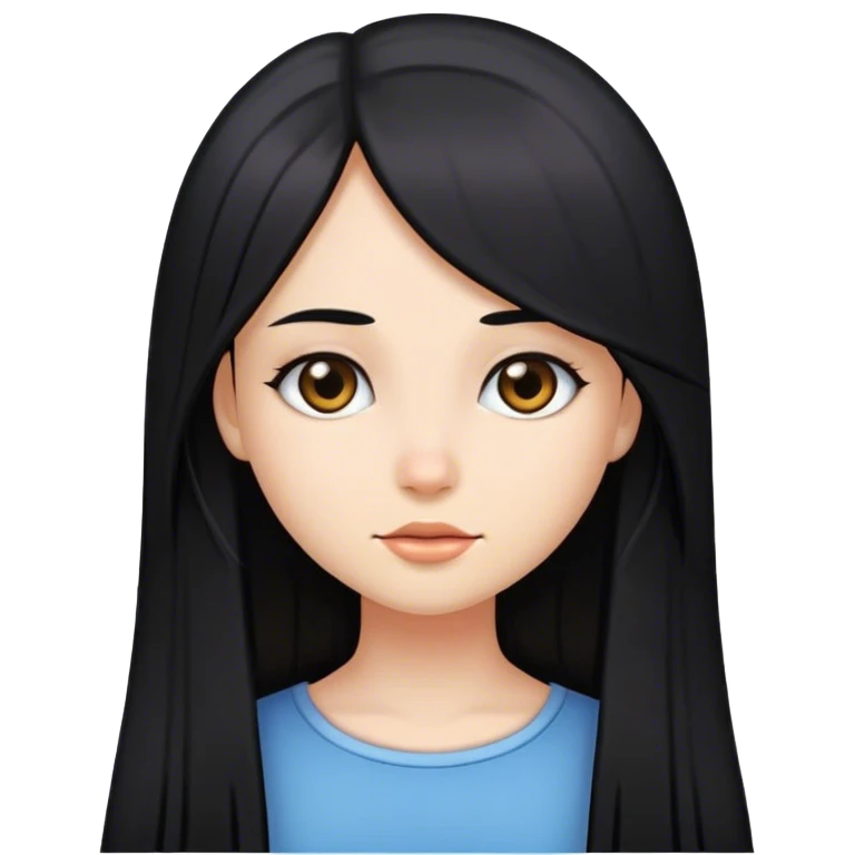 Chica de cabello negro, lacio y largo emoji