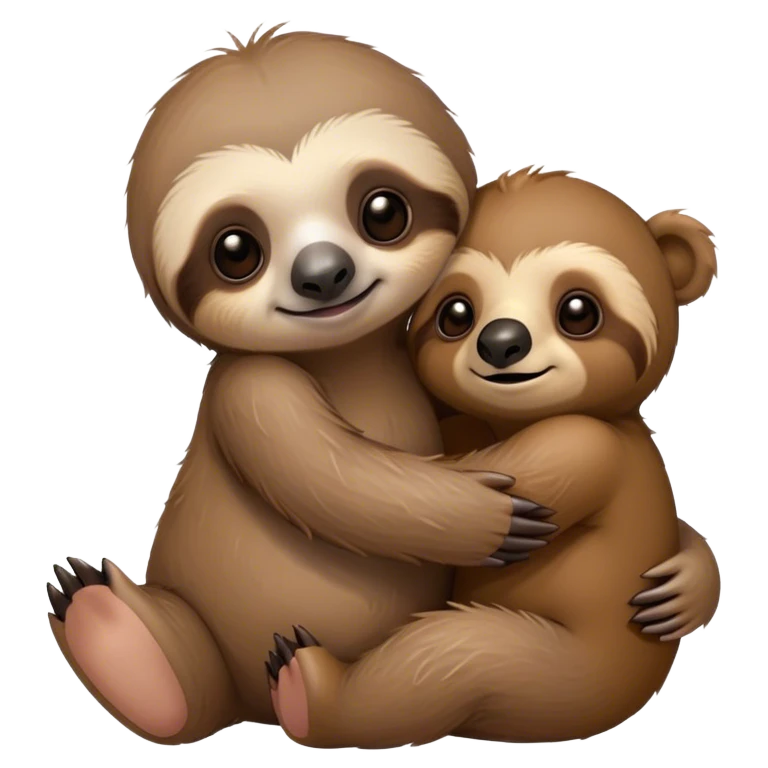 Baby sloth hugging a teddy bear emoji