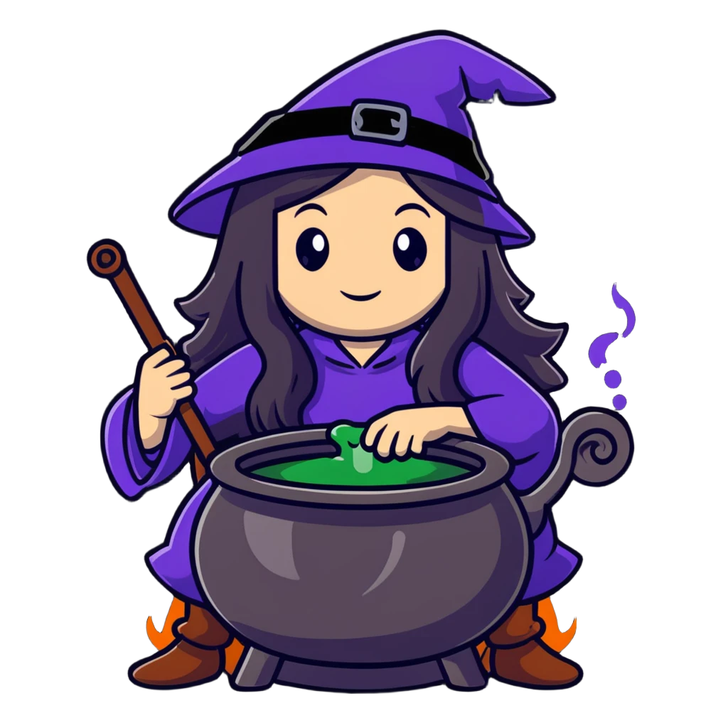 witch brewing potion in cauldron emoji