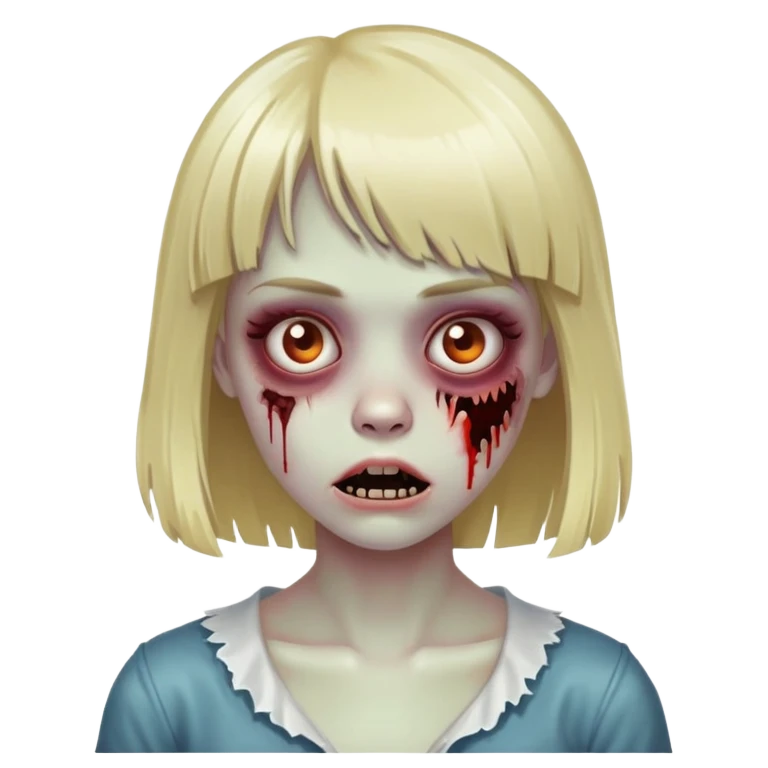 Blonde zombie girl emoji with bangs emoji