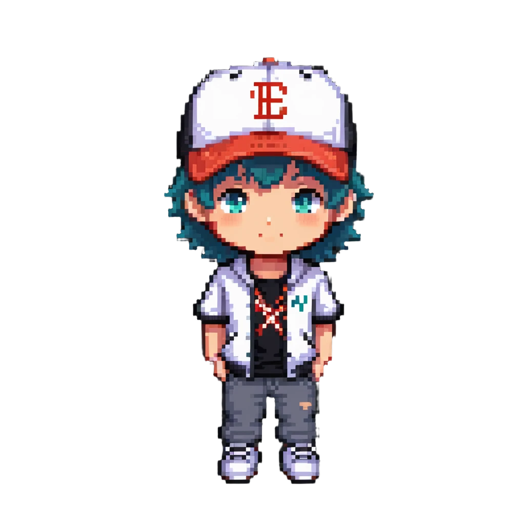 chibi boy with baseball cap and casual outfit emoji