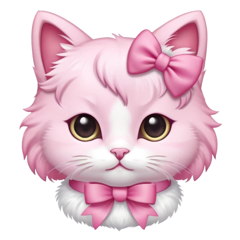 Cute pink kitty with a pink bow emoji