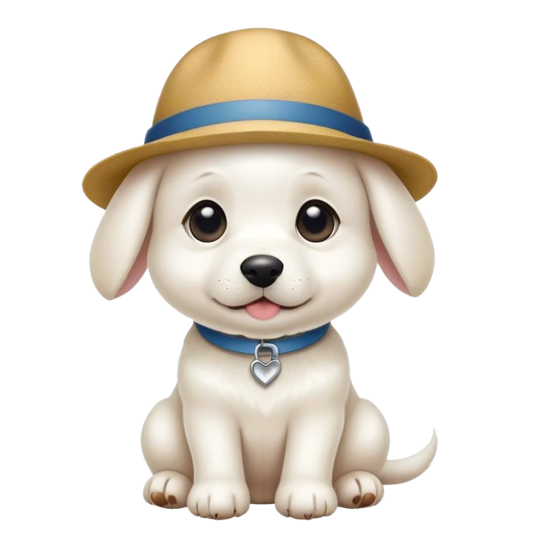 White puppy wearing a hat emoji