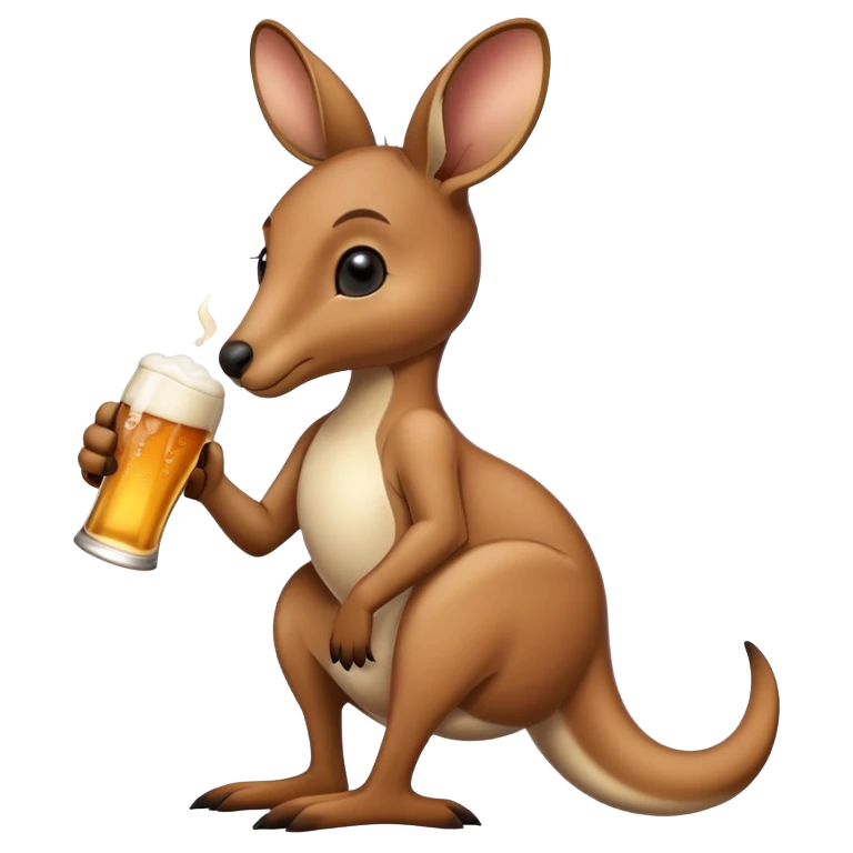 Kangaroo drinking beer emoji