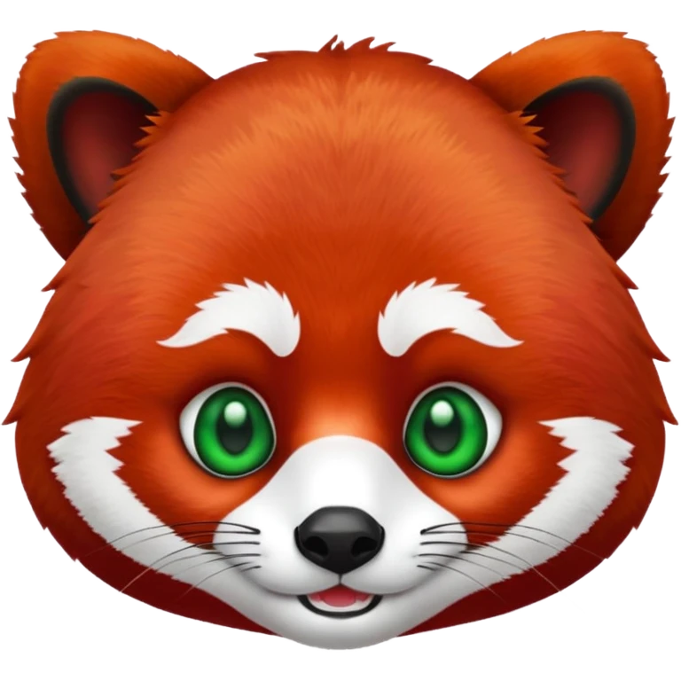 red-panda head, with green-eyes, and red-hair emoji