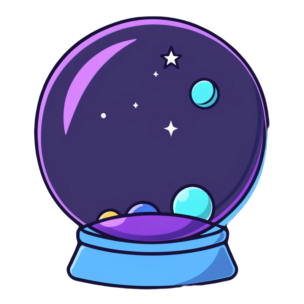 crystal ball with stars and moon emoji