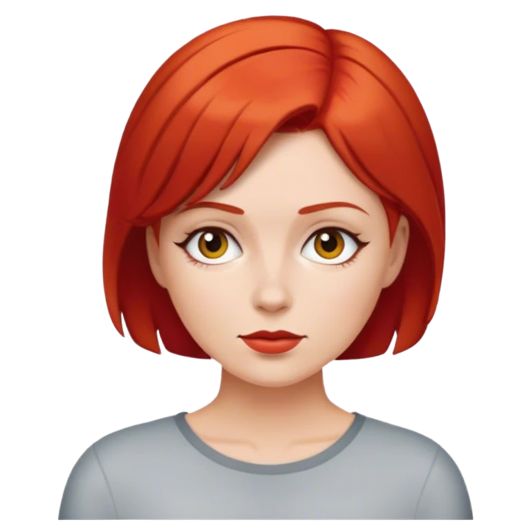 mujer pelirroja con pelo corto y blanca emoji