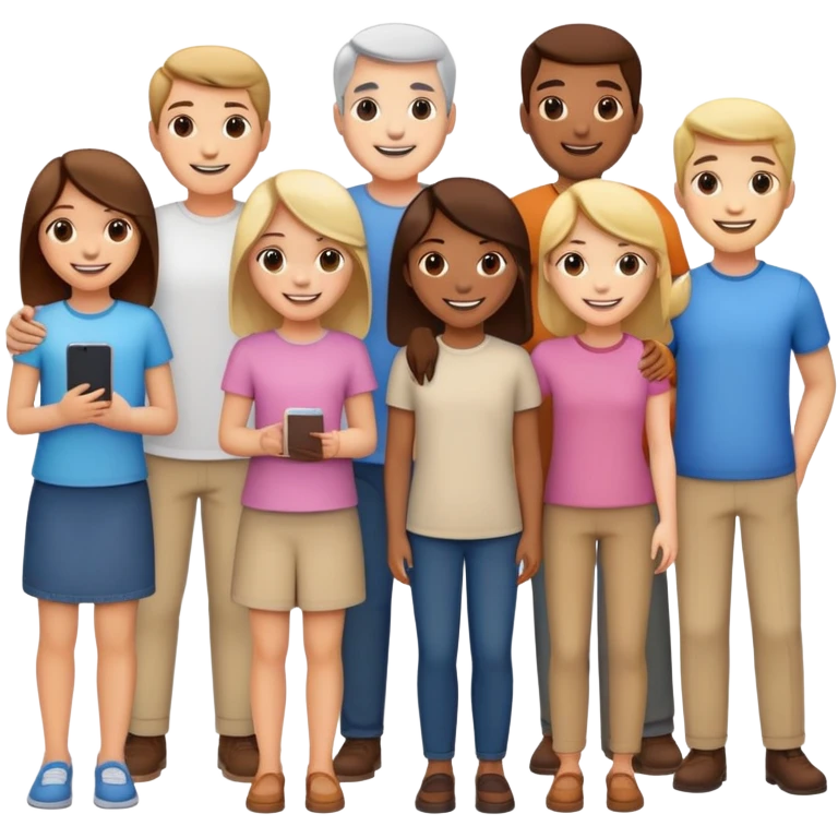 five people team standing together emoji