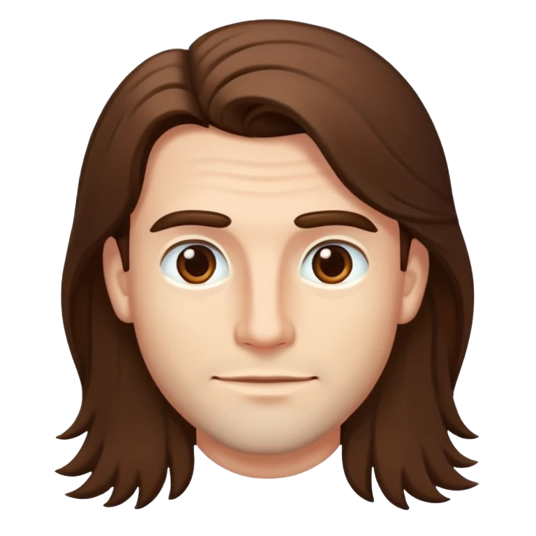 Guy with long brown hair and no mustache or beard emoji