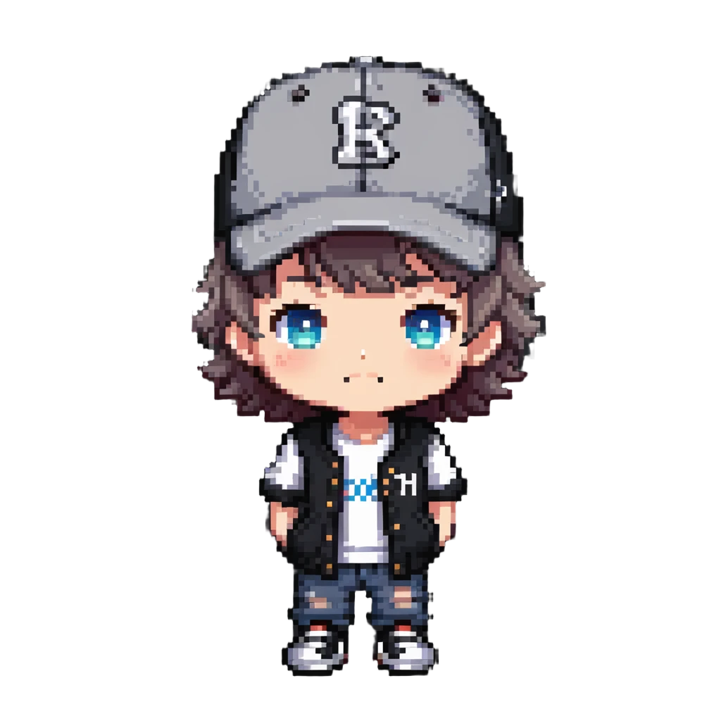 chibi boy with baseball cap and casual outfit emoji