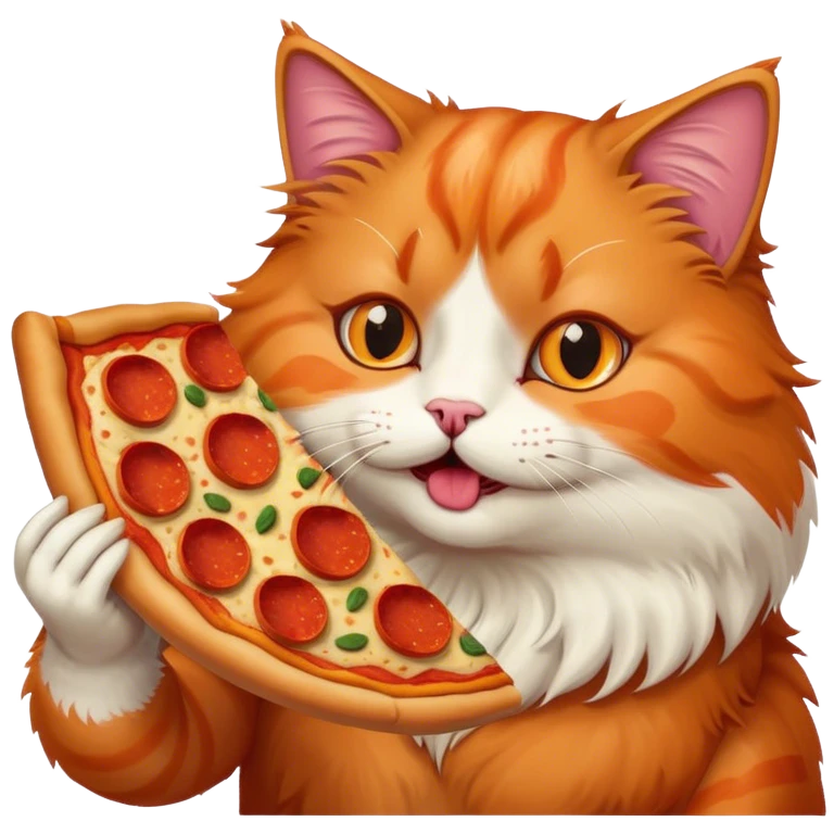 Cat eating pizza emoji