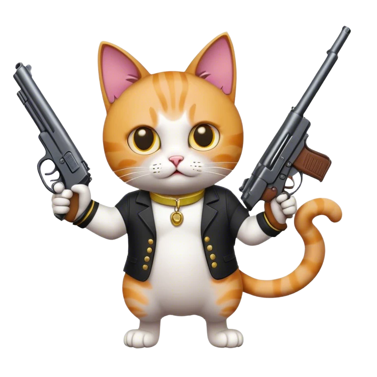 cat holding a gun emoji