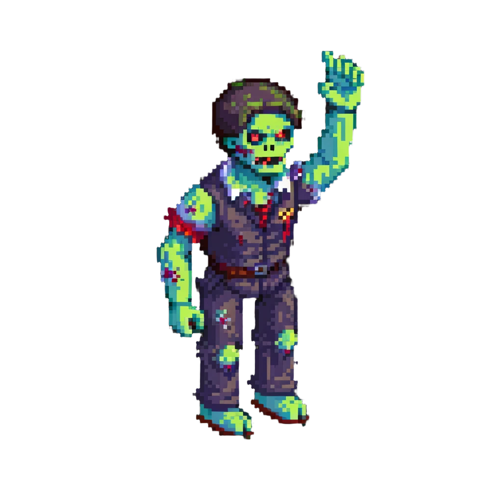 isometric zombie with one arm raised in the air emoji