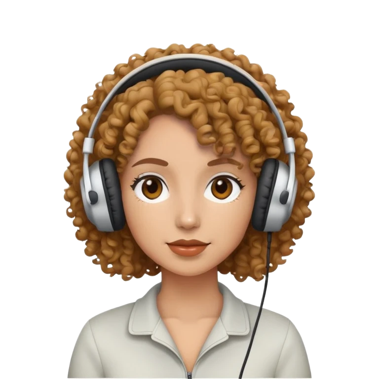 Mujer con rizos y audífonos  emoji