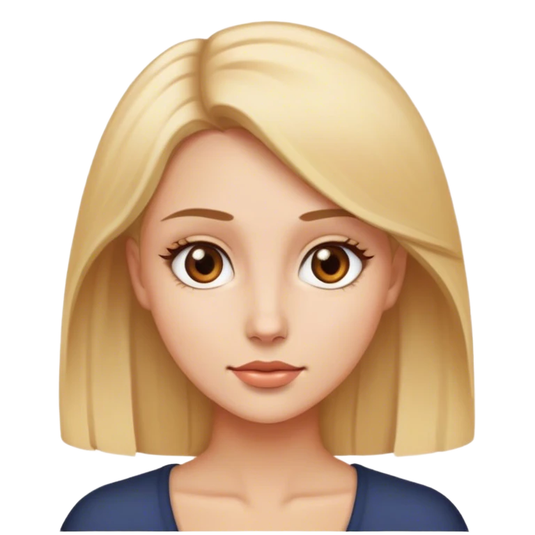 femme aux cheveux blond lisse et au yeux marrons emoji