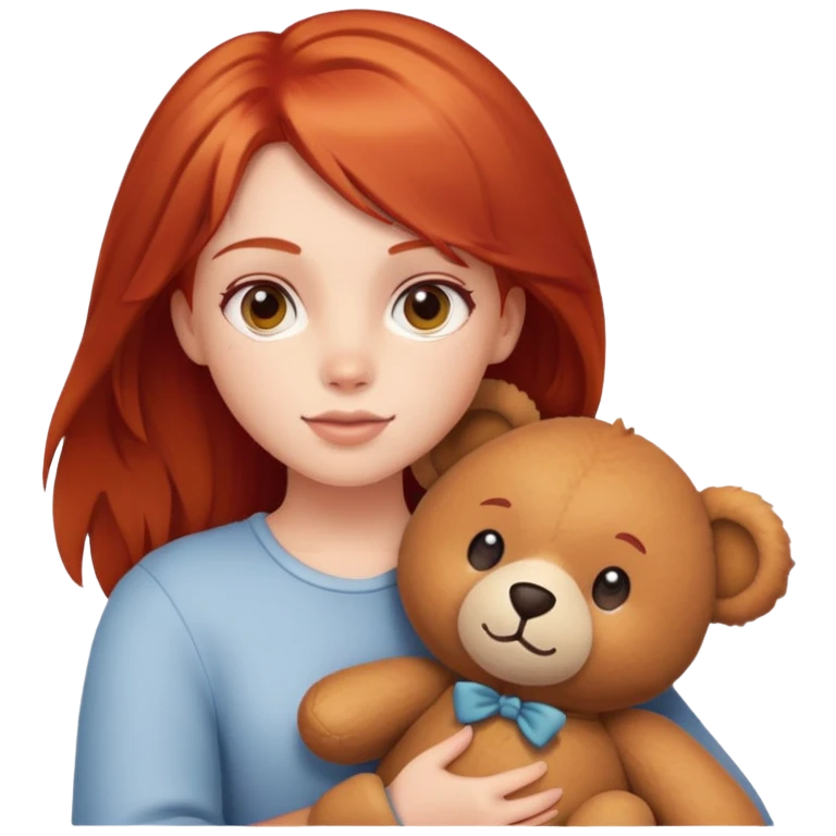 The red-haired girl holding a teddy bear emoji