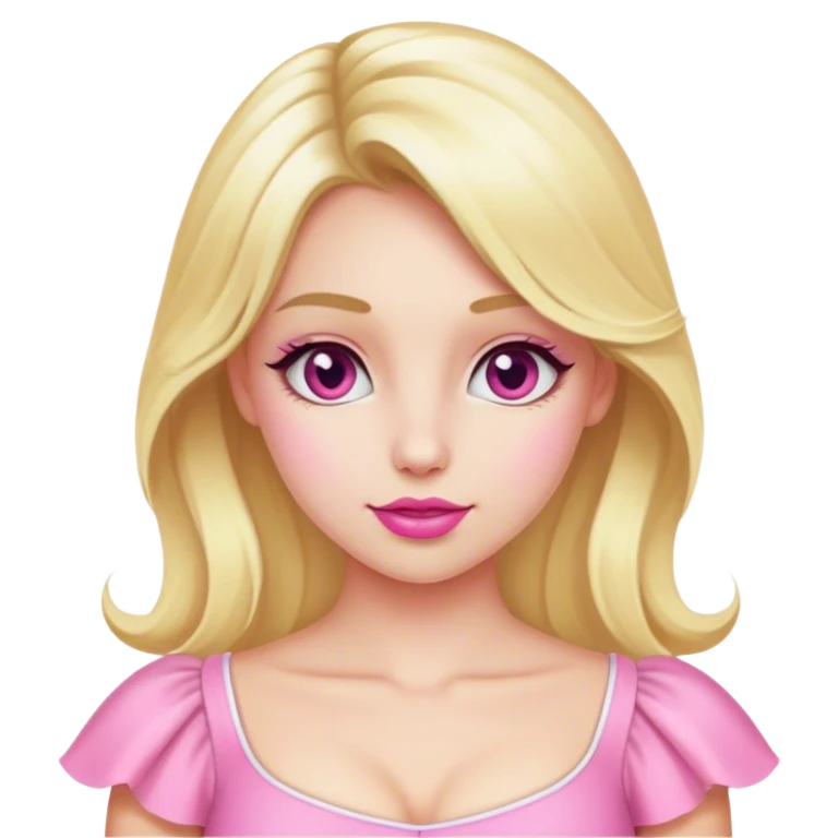 Chica rubia y blanca con ropa rosada y coquette  emoji