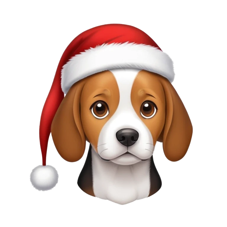Un beagle con un sombrero de navidad emoji