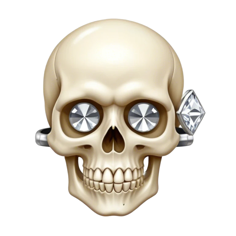 Skull wearing white gold diamond ring  emoji