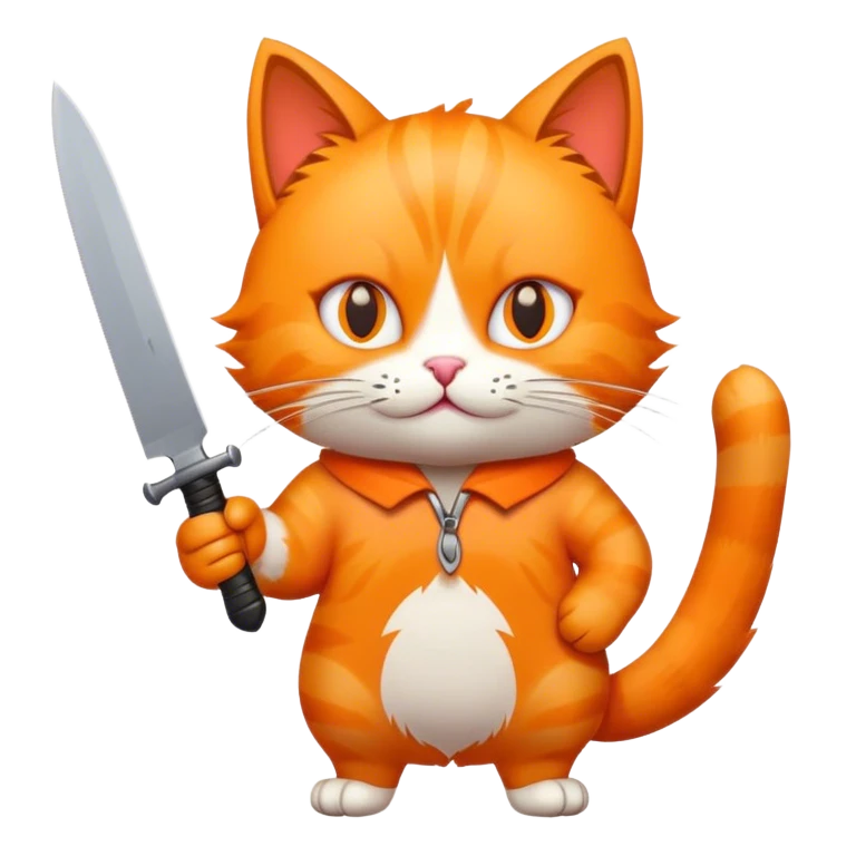 Cat holding knife emoji