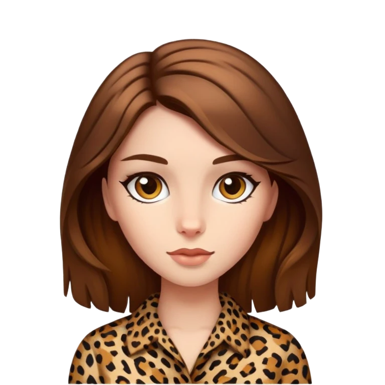 Ragazza capelli marroni e leopardo emoji