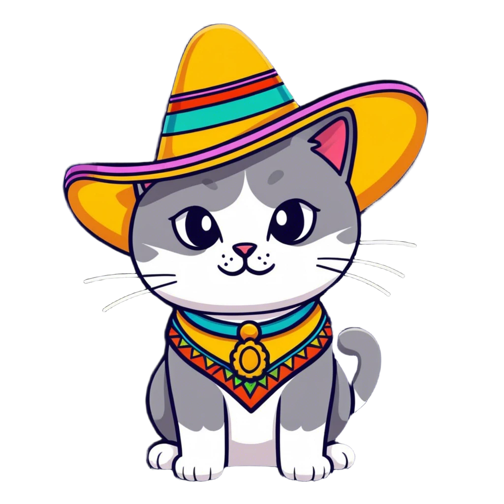 Gato con sombrero y maquillado emoji