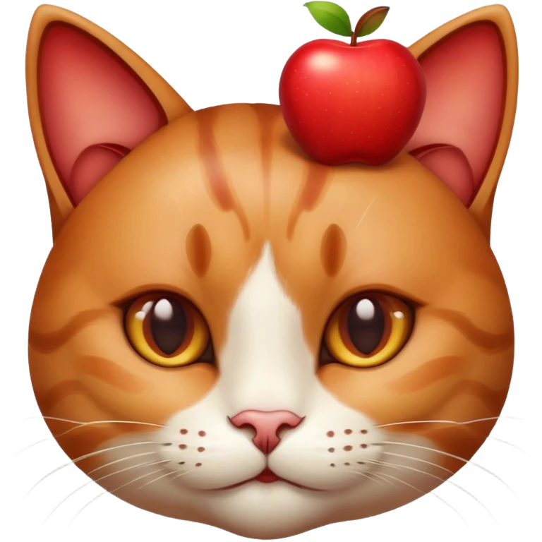 кошка с яблоком на голове emoji