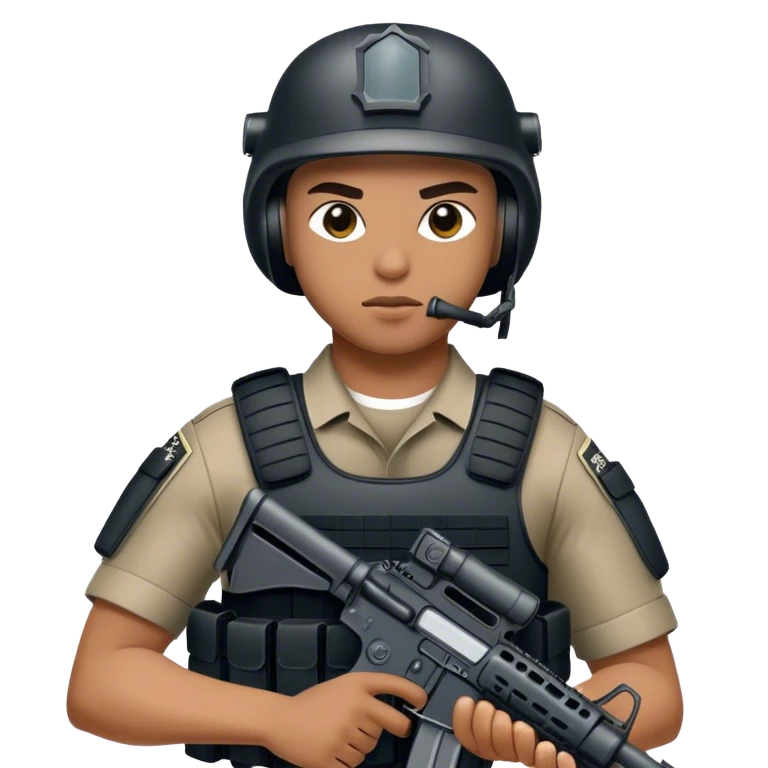 A SWAT officer with an M16 emoji