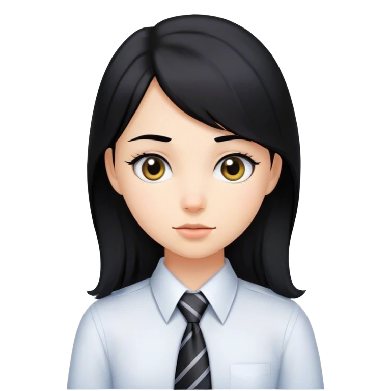 ragazza bianca con capelli neri e cravatta emoji