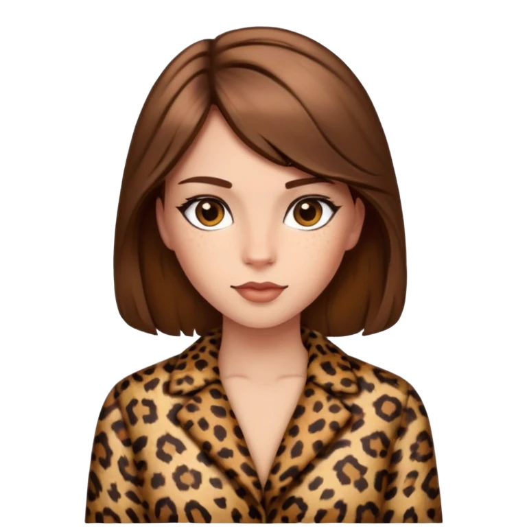Ragazza capelli marroni e leopardo emoji