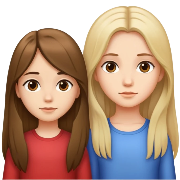 A girl with medium-length hair and a girl with long hair stand side by side emoji
